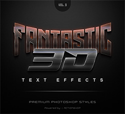 极品PS样式－10个3D金属效果(第九套/含PSD文件)：Fantastic 3D Text Effects Vol.9